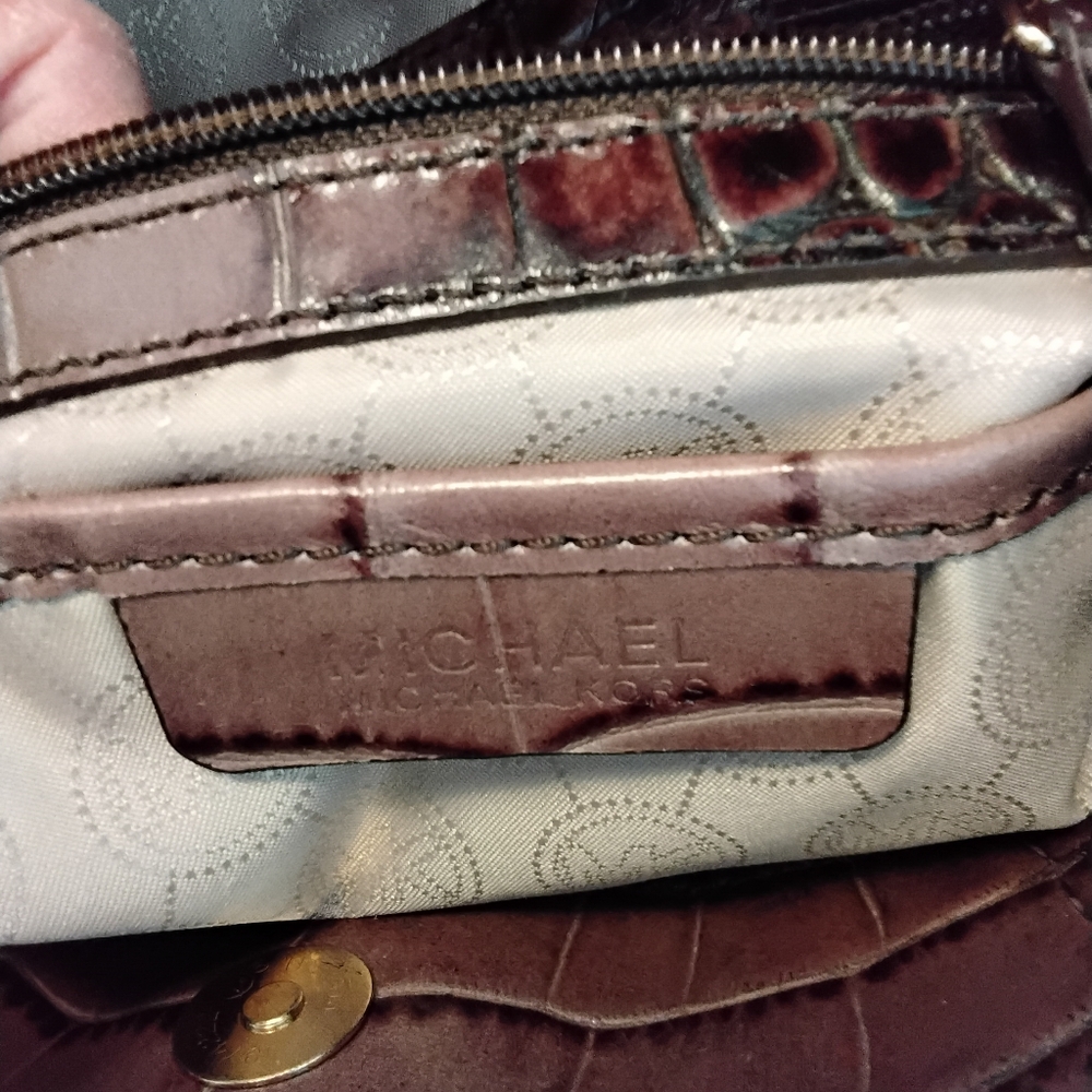 Michael Kors Hamilton Tote Leather Brown Ombre Croc-Embossed - Picture 7 of 9
